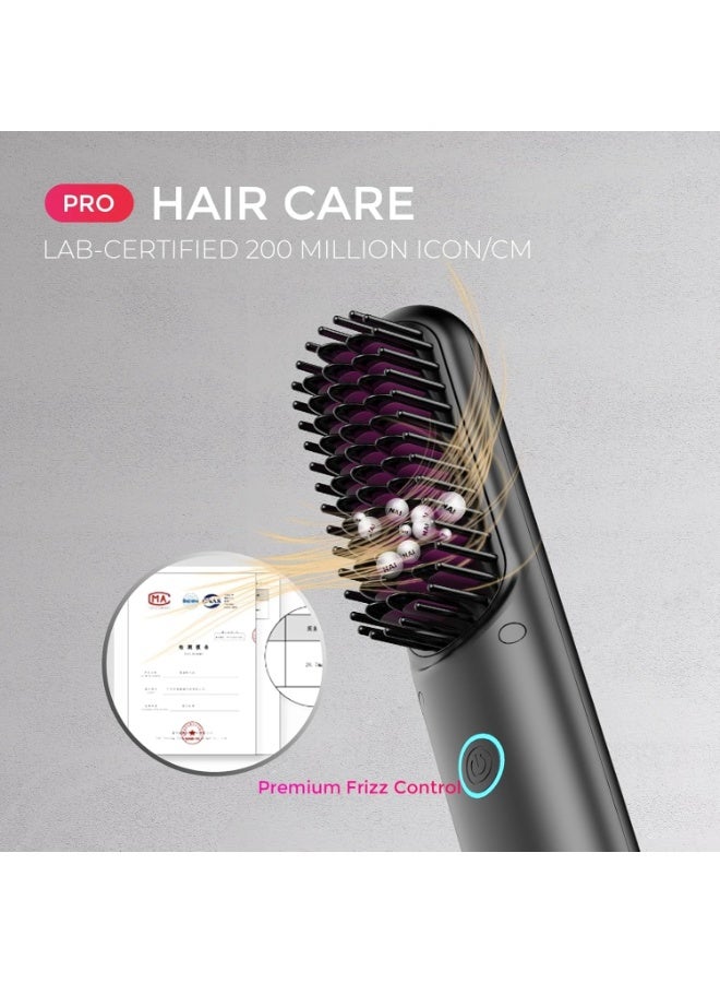 TYMO فرشاة فرد الشعر اللاسلكية Porta PRO، فرشاة فرد محمولة للسفر، مكواة شعر أيونية صغيرة للسيدات، خفيفة الوزن وسهلة الحمل، شاحن سريع مزدوج الطاقة، سوداء - Image 5